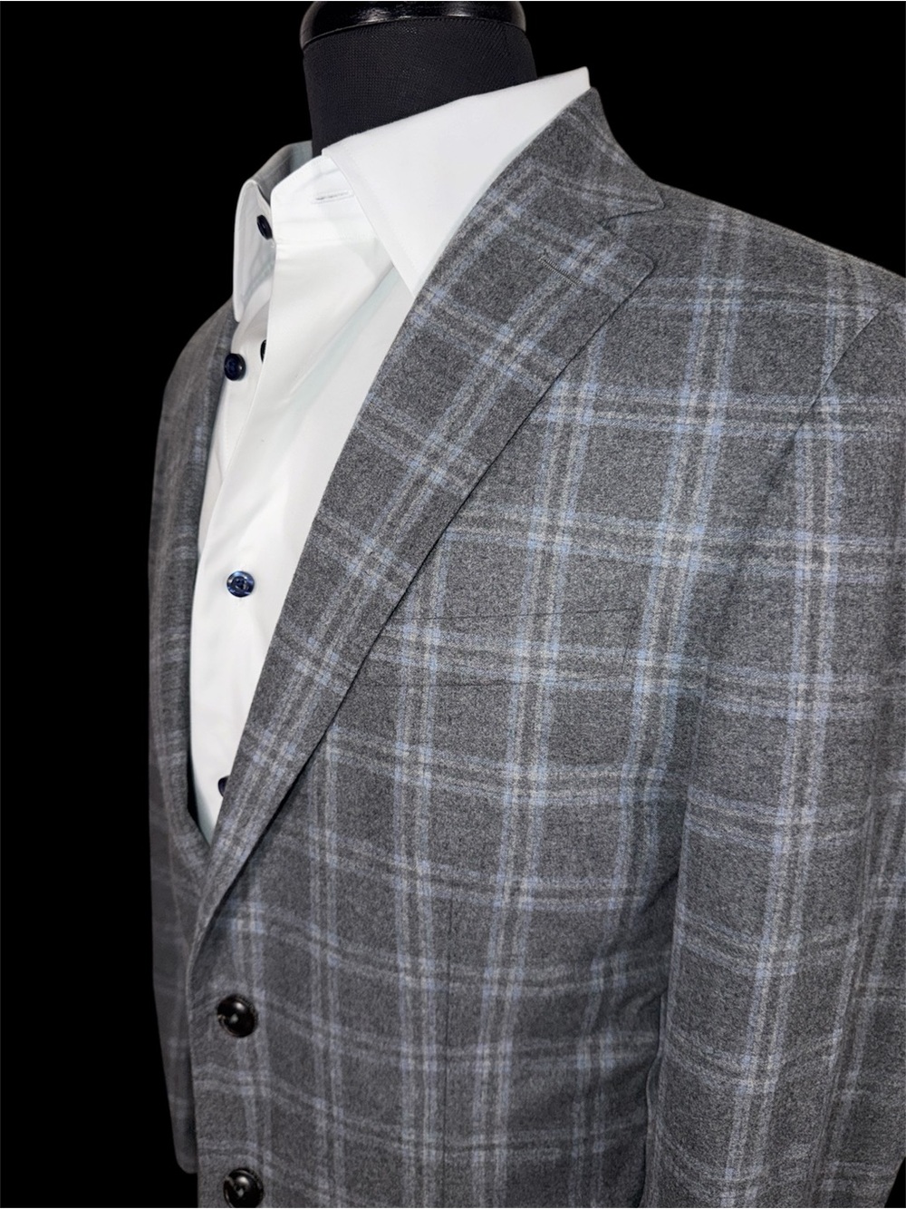 PETER MILLAR MONTERAY GRAY PLAID HALF LINED WOOL FLANNEL SPORT COAT SZ 40